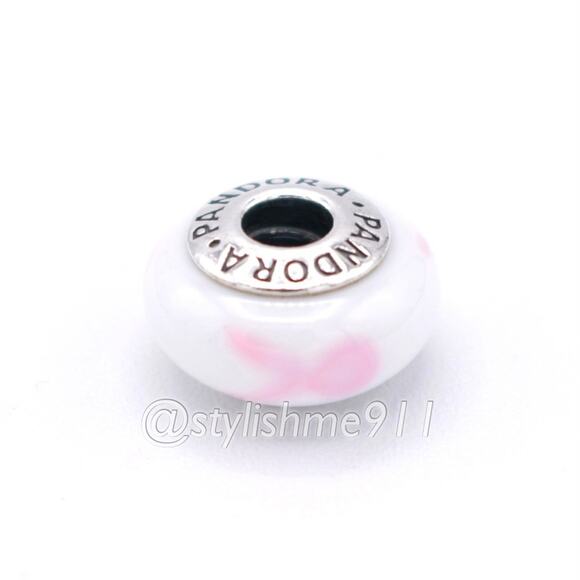 Authentic PANDORA Pink Ribbon Breast Cancer Awareness Murano Glass - 790928 - Picture 7 of 9